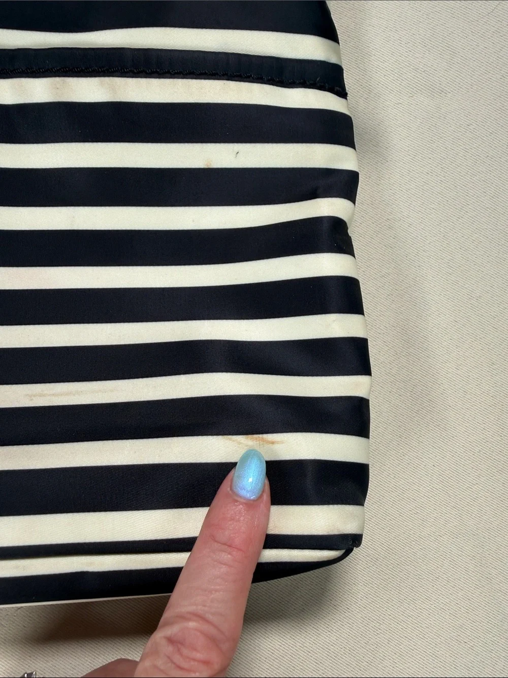 Kate Spade Striped Nylon Crossbody Bag Black White Nautical Flatiron Cammy‎